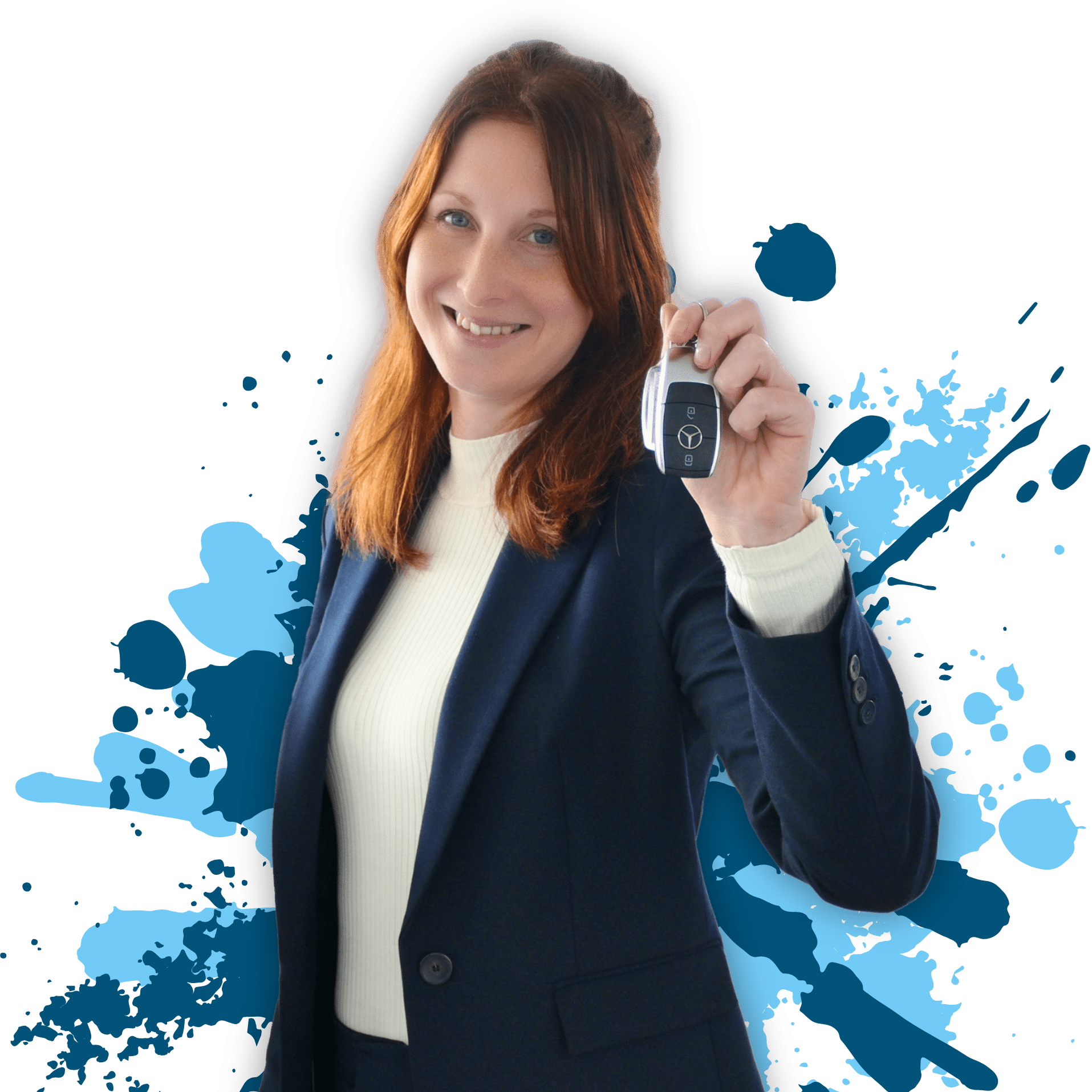 Mitarbeiter mit Fahrzeugschlüssel in der Hand